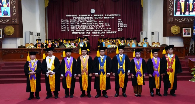 UNS Kukuhkan 7 Guru Besar Baru, Kepakaran Merentang dari Filsafat hingga Energi Terbarukan